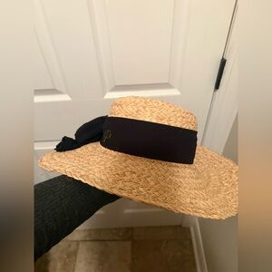 Woven Straw Sun Hat with Black Ribbon Band